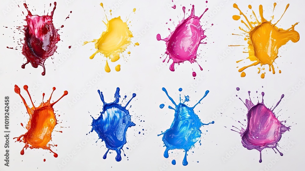 Φωτογραφία Colorful Splashes of Paint on a White Background Showcasing Creativity Generativ
