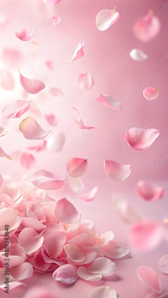 A soft pink rose against the background of flying rose petals. The concept of romance, wedding, tenderness and love. Pink rose petals background.
A soft pink rose against the background of flying rose petals. The concept of romance, wedding, tenderness and love. Pink rose petals background.