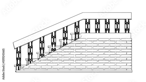 Staircase Balustrade Designs 2D vector