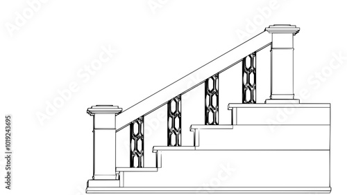 Staircase Balustrade Designs 2D vector