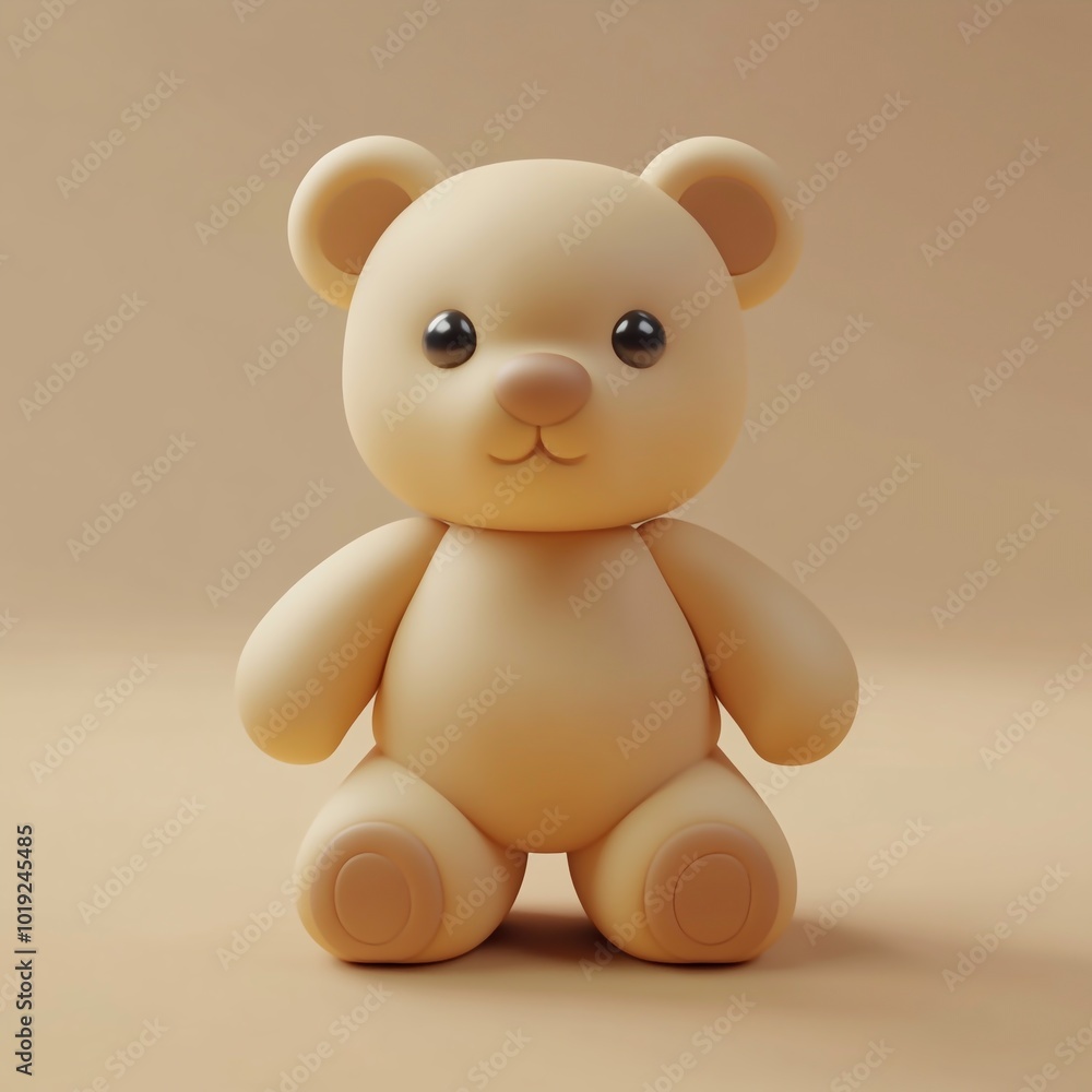 Obraz premium 3D Teddy Bear Icon: Classic Plush Toy for Comfort