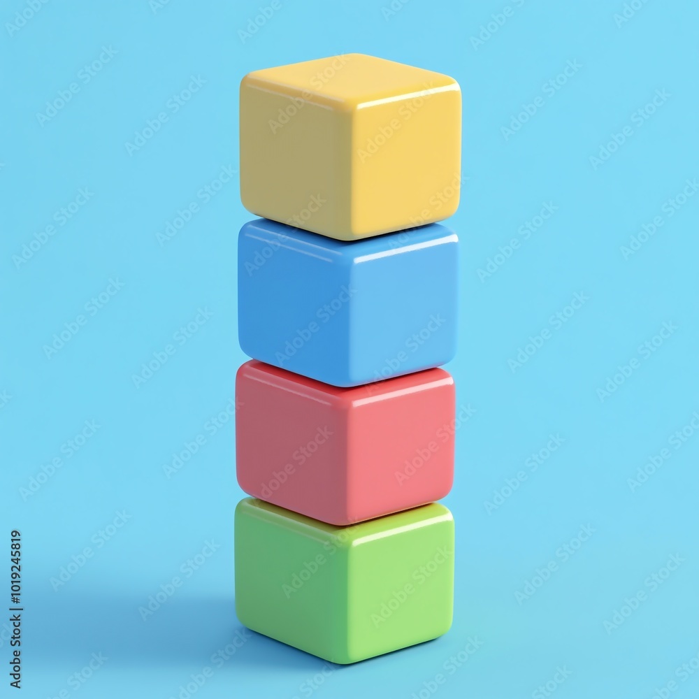 3D Toy Blocks Tower Icon: Fun and Creative Building Set 3D Toy Blocks Tower Icon: Fun and Creative Building Set