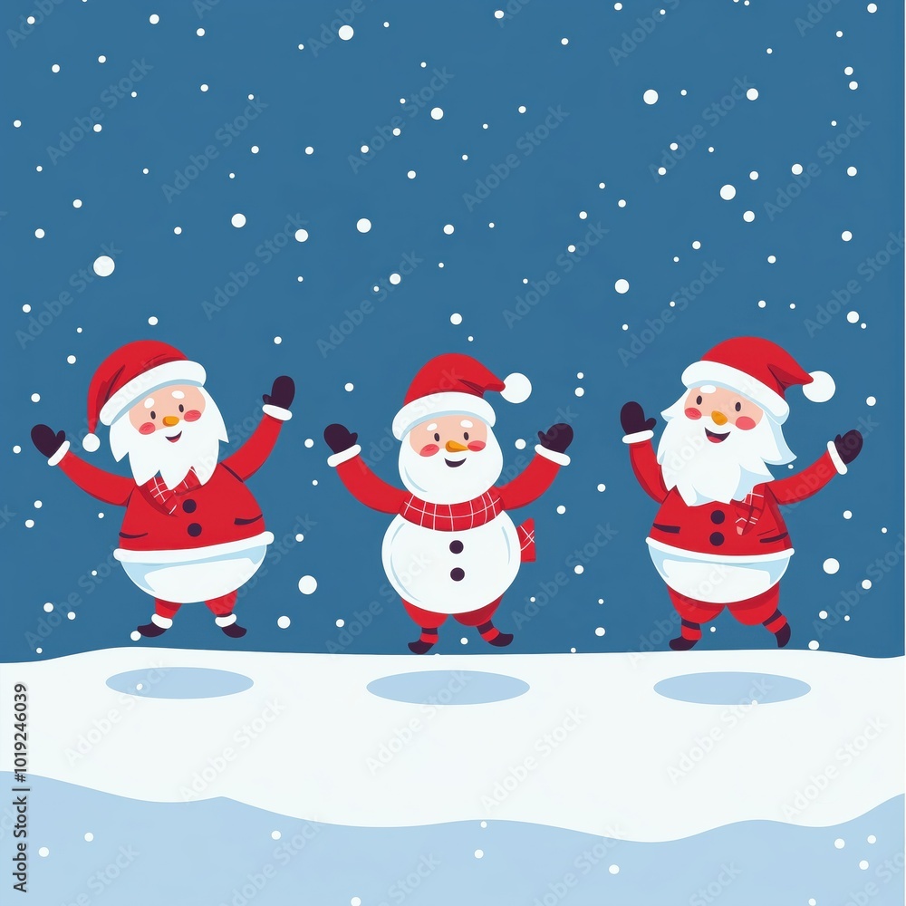 Christmas character playing in snow background Christmas character playing in snow background