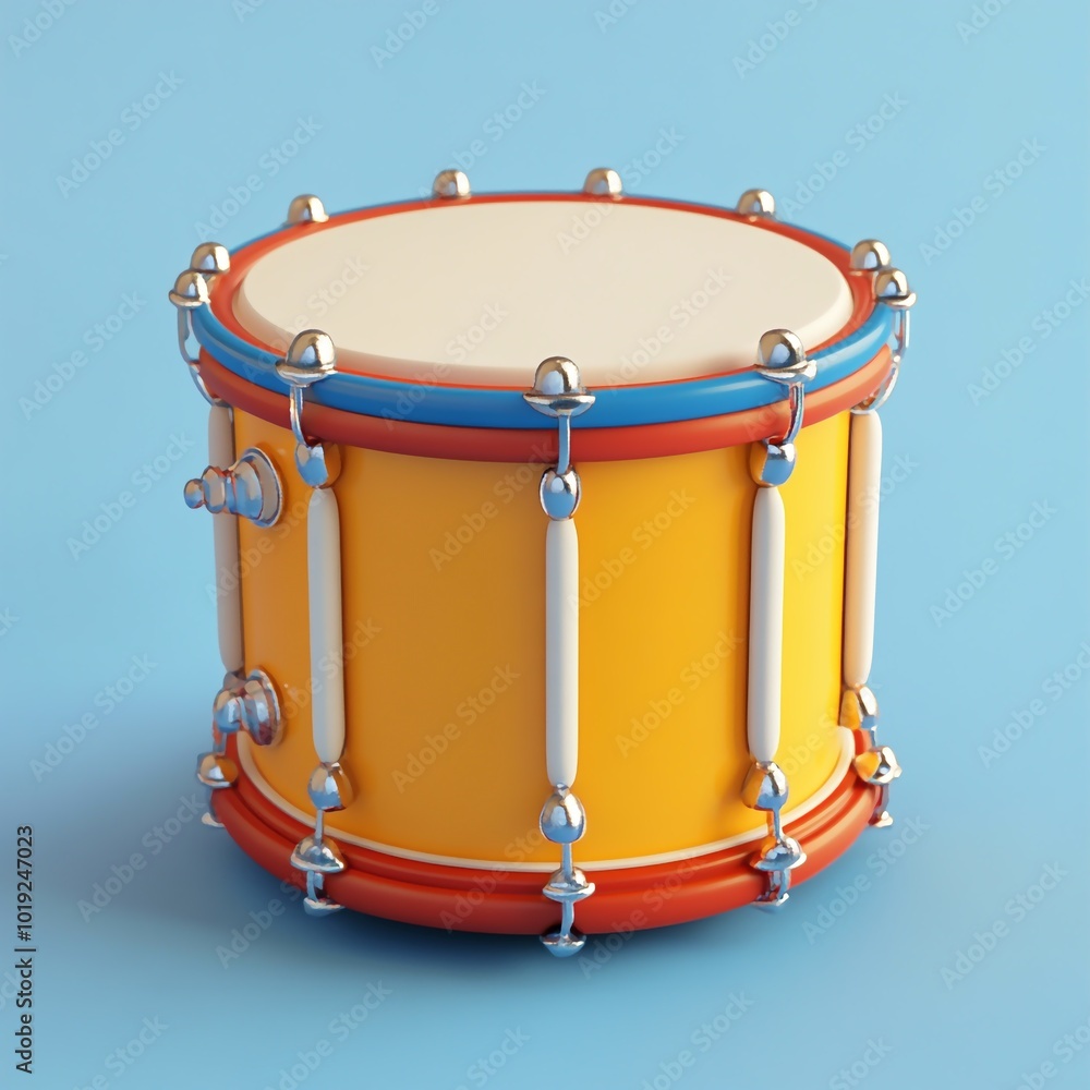 3D Toy Drum Icon: Musical Instrument for Creative Play 3D Toy Drum Icon: Musical Instrument for Creative Play