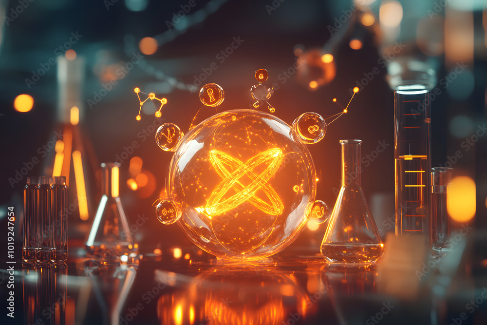 Futuristic Globe with Data Points in a Scientific Laboratory Setting Futuristic Globe with Data Points in a Scientific Laboratory Setting
