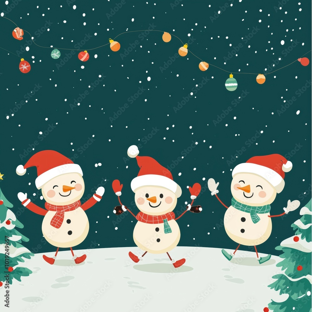 Christmas character playing in snow background