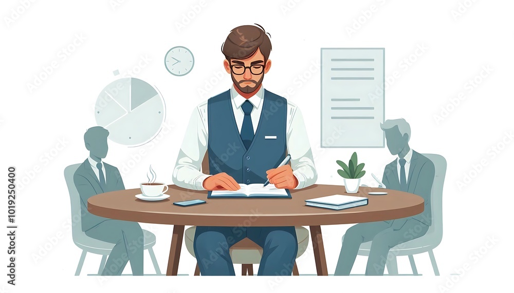 Fototapeta premium businessman taking notes during meeting discussion