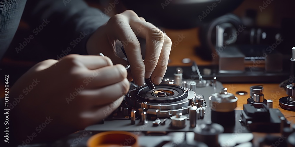 Technician Repairing Camera Lens Technician Repairing Camera Lens