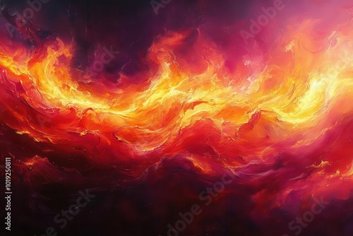 radiant inferno vibrant flames dance and twist casting a mesmerizing glow sharp edges and dynamic movement create an intense captivating scene with warm oranges reds and yellows