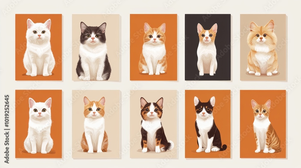 Fototapeta premium Set of various size web banners with cats and dogs for pet business advertising