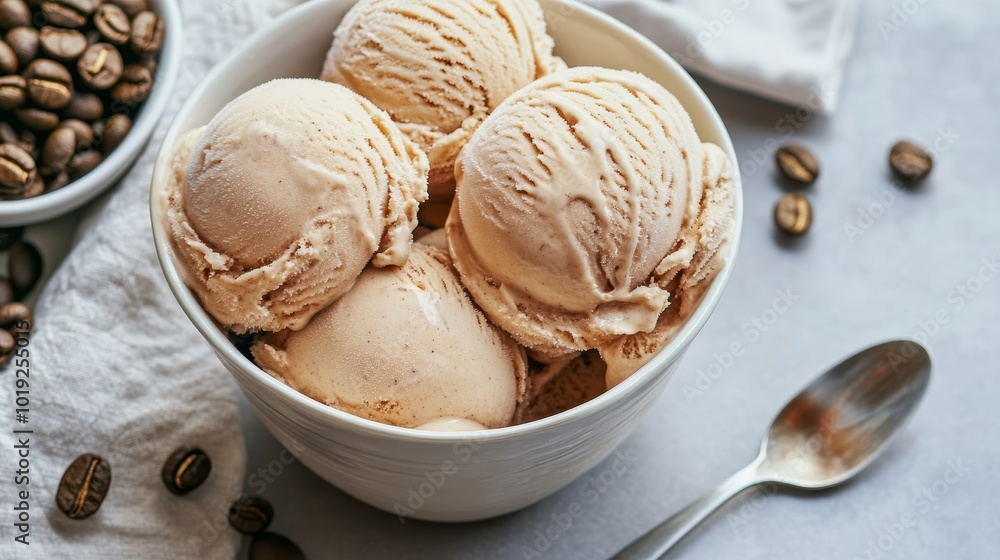 Homemade coffee ice cream ready to eat Homemade coffee ice cream ready to eat