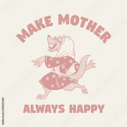 retro cartoon emblem of granny wolf 