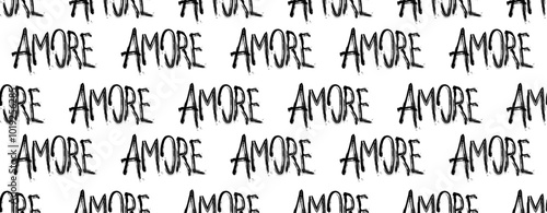 Urban street style, seamless pattern with grungy love text quote 'Amore'