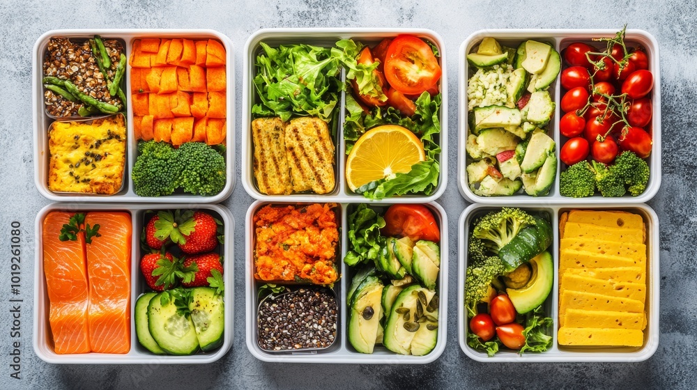 Set of lunch boxes filled with healthy food healthy meal Set of lunch boxes filled with healthy food healthy meal