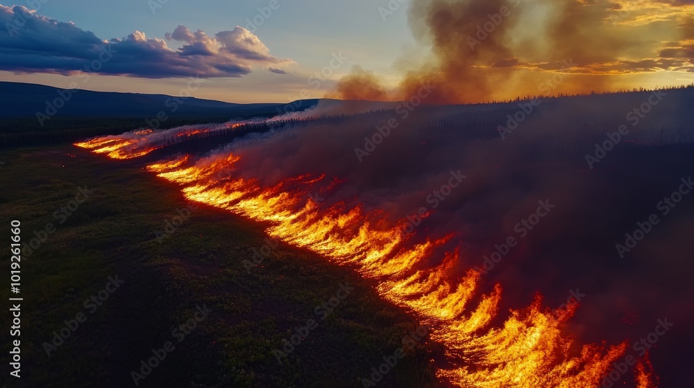 Wildfires and statistics data wide angle visual for banners or advertisements Wildfires and statistics data wide angle visual for banners or advertisements