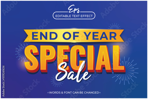 a blue poster with a blue background that says end of year special sale