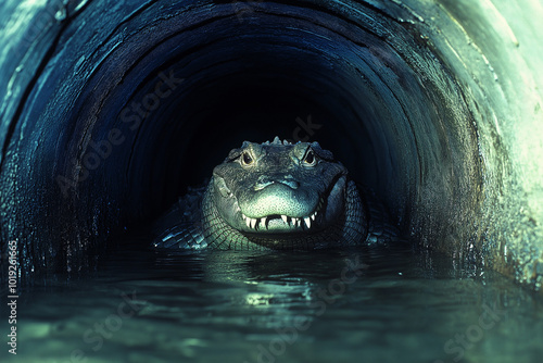 giant crocodile in the sewer photo