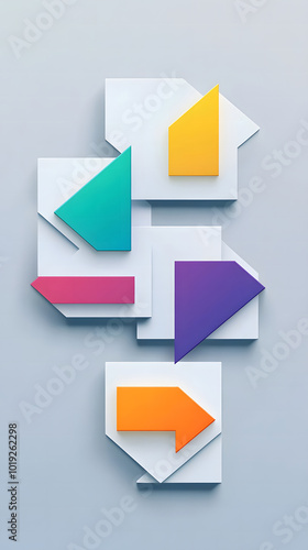 Free Download white squares with colorful arrows pointing to them, a simple flat vector graphic design on a grey background, in a minimalistic style with simple shapes and lines, - GFXLoad