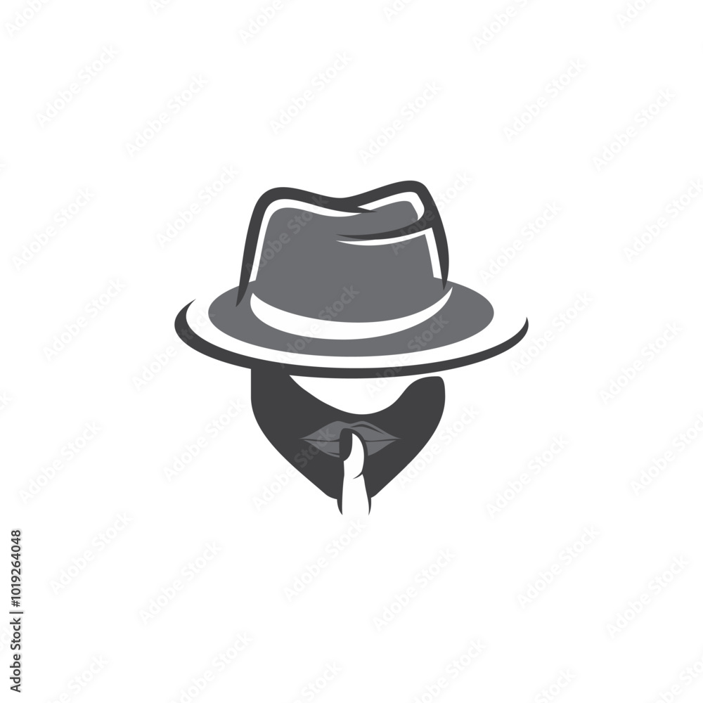Silhouette secret agent whispering template design Silhouette secret agent whispering template design