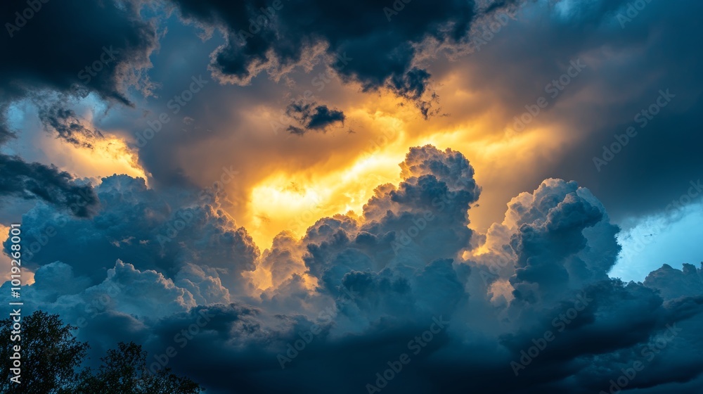 A bad weather front moves in dark clouds towards the night A bad weather front moves in dark clouds towards the night