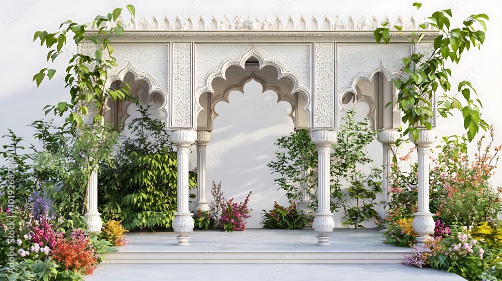 Naklejka premium İndia 3d rendering Mughal Garden concept 