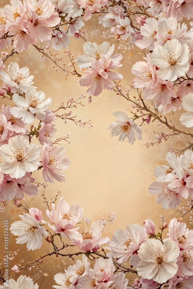 Fototapeta premium Elegant cherry blossom branches in full bloom, showcasing the beauty and tranquility of spring.