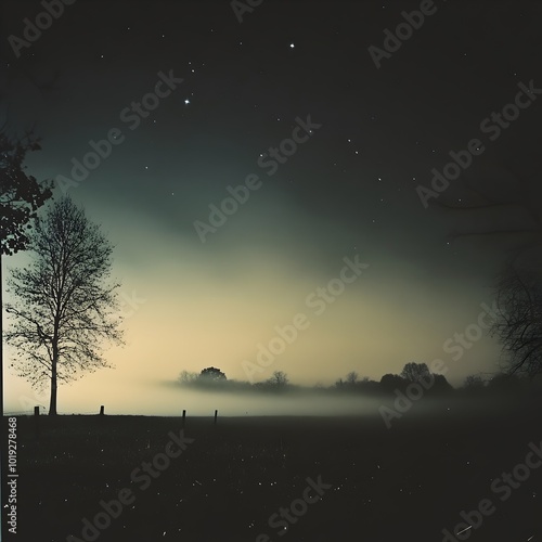 Fog and Starlight in the Night Sky photo