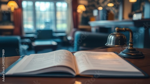 Open Book on Table in Cozy Reading Space