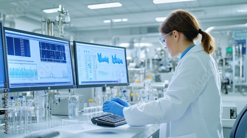 Scientist Working with Data in Modern Laboratory