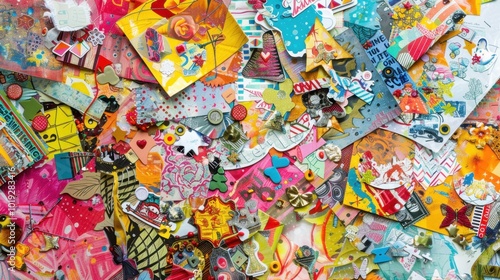 Colorful Scrapbooking Paper Collage for Creative Projects