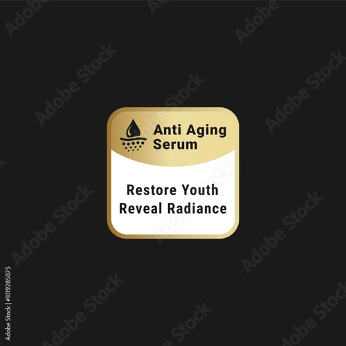 Anti aging serum label or anti aging label vector for product. Best Anti aging serum label for product packaging design element. Moisturizing skin icon isolated for mobile apps.