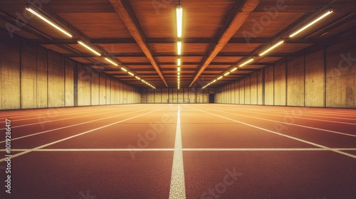 Empty Sports Track in Modern Indoor Facility