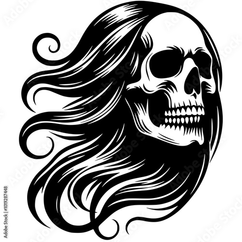 Long haired skull silhouette