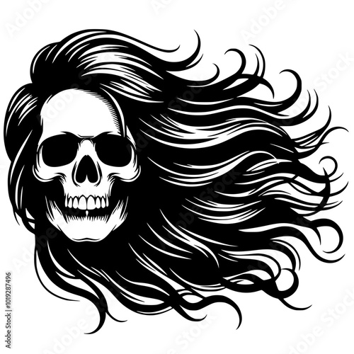 Long haired skull silhouette