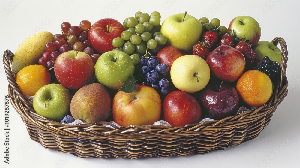 Fresh Assorted Fruits in a Basket Display