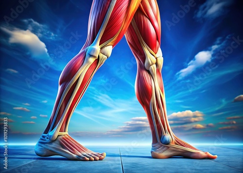 Detailed anatomical illustration of the fibularis tertius muscle in the human leg, focusing on its structural aspects and connections to increase anatomical comprehension. photo