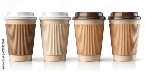 Wallpaper Mural Four Disposable Paper Cups with Lids and Sleeves, Ready for Hot Beverages Torontodigital.ca