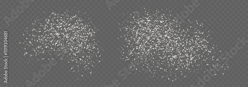 Obraz na płótnie Coconut flakes, flying grated and desiccated coconut powder, dry scattered coco texture. Vector illustration. w salonie
