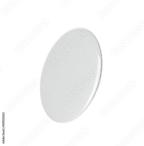 One grey button badge isolated on white