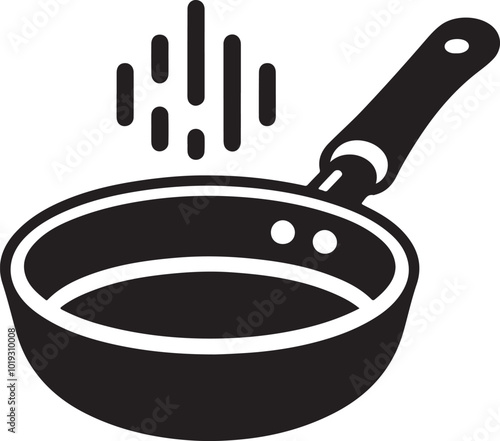 Frying Pan black icon silhouette vector art illustration
