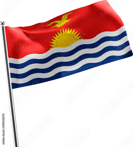 Kiribati realistic 3d flag render