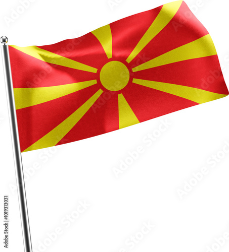 North Macedonia realistic 3d flag render