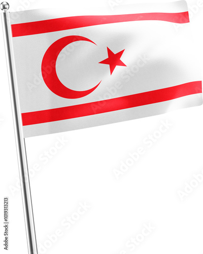 Northern Cyprus realistic 3d flag render