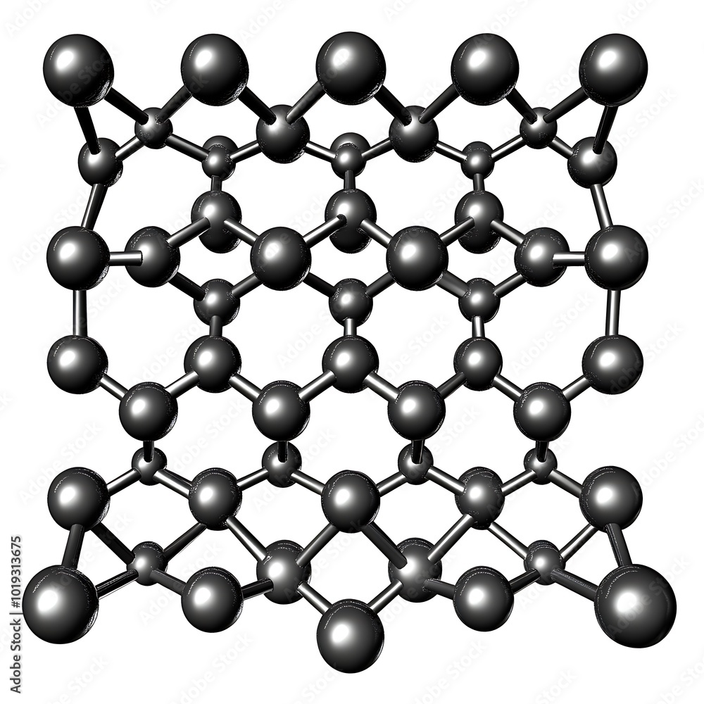 A 3D representation of a molecular structure, likely depicting a crystalline arrangement. A 3D representation of a molecular structure, likely depicting a crystalline arrangement.