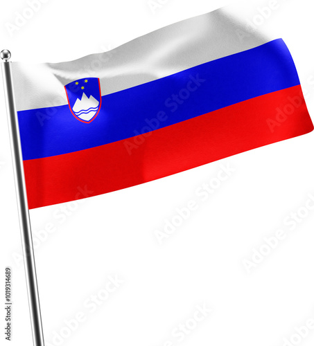 Slovenia realistic 3d flag render