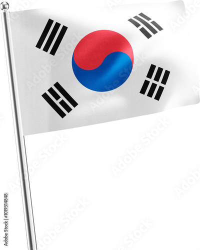 South Korea realistic 3d flag render