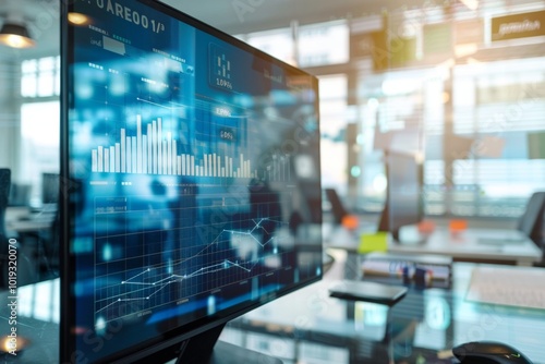 Wallpaper Mural Sophisticated office environment with transparent screen showing swot analysis Torontodigital.ca