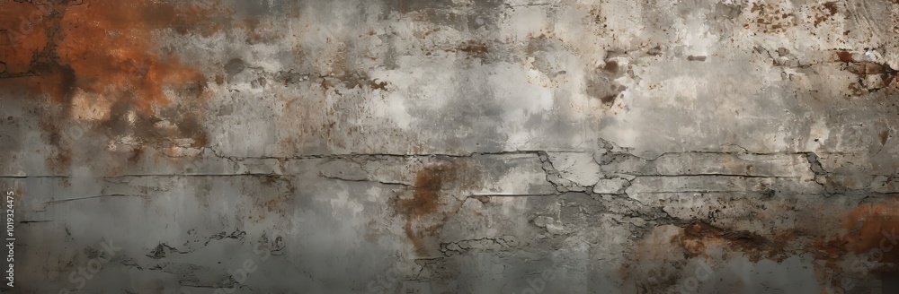 Obraz premium Weathered industrial wall showing rust and peeling paint in urban setting