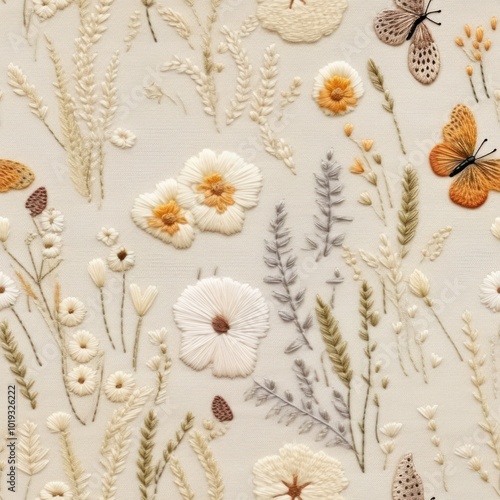 Woold craft and embroidery delicate wildflowers