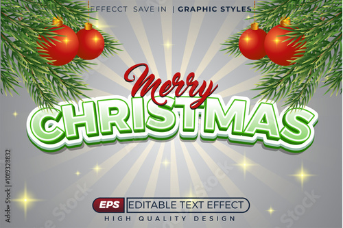 editable 3d text effect merry christmas